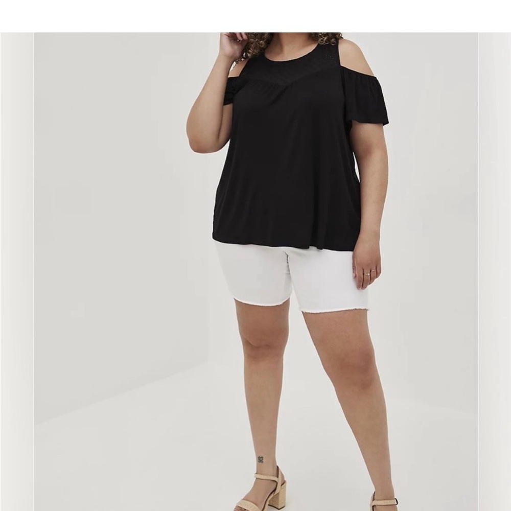 Torrid eyelet yoke cold-shoulder top